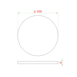 Ukončenie ø 100 x 6 mm, brúsená nerez AISI 304 Ukončenie ø 100 x 6 mm, brúsená nerez AISI 304